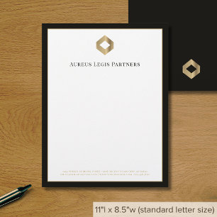Sophisticated Gold Logo Black Border Custom Letterhead