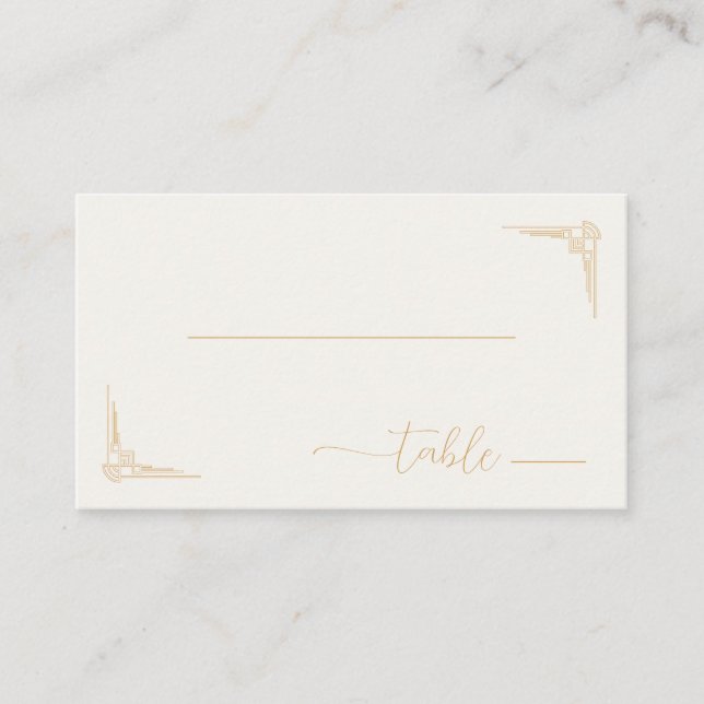 Sophisticated Gold Minimalist Table Illustration Place Card (Front)