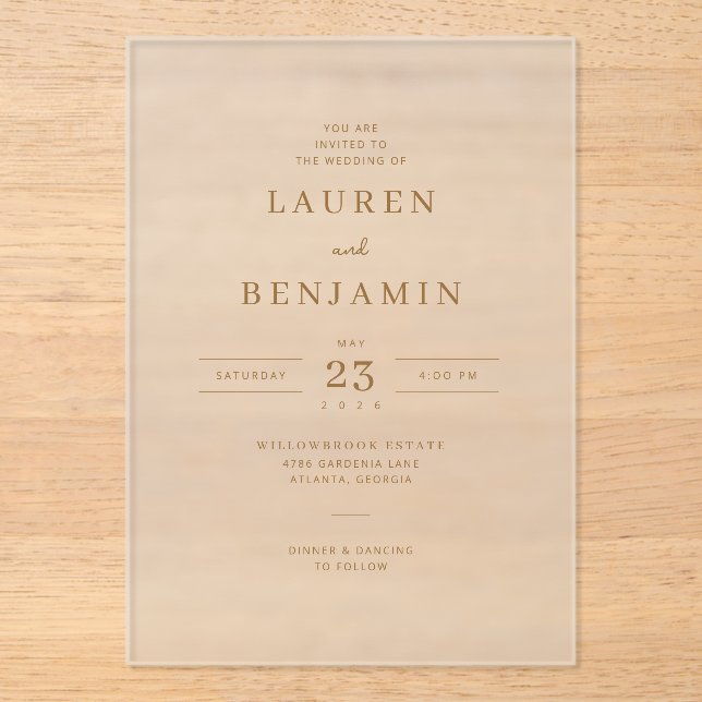 Sophisticated Gold Minimalist Wedding Invitation (Front)