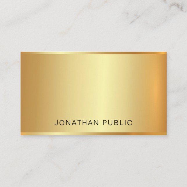 Sophisticated Gold Professional Modern Glam Plain Business Card (Front)
