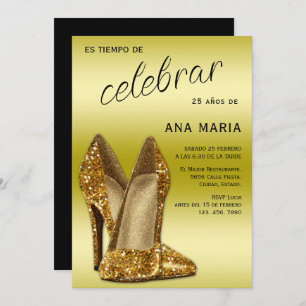 Sophisticated Gold Spanish Feminine Birthday  Invitation