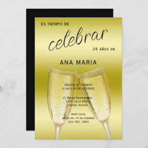 Sophisticated Gold Spanish Feminine Birthday  Invitation
