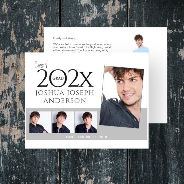 Sophisticated Graduation Photo Collage Card (Creator Uploaded)