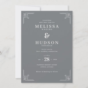 Sophisticated Gray Geometric Invitation