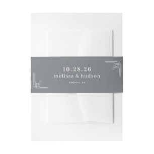 Sophisticated Gray Geometric Lines Invitation Belly Band