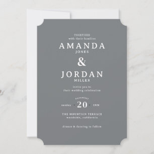 Sophisticated Gray Minimalist Wedding Invitation