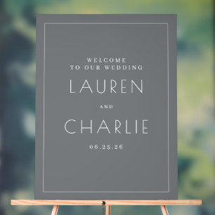 Sophisticated Gray Minimalist Wedding Sign