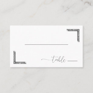 Sophisticated Grayscale Geometric Brackets Place Card