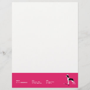 Sophisticated Great Dane on Pink Customized Letterhead