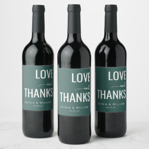 Sophisticated Green Love Thanks Wine Label