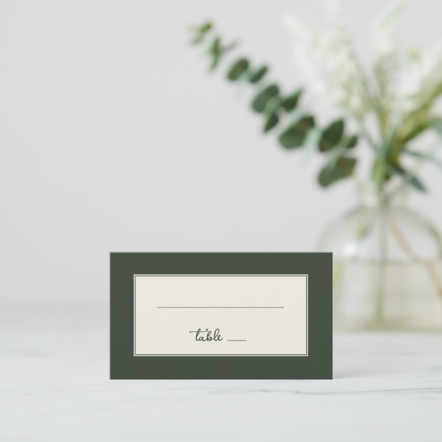 Sophisticated Green Minimalist Lines Place Card (Standing Front)