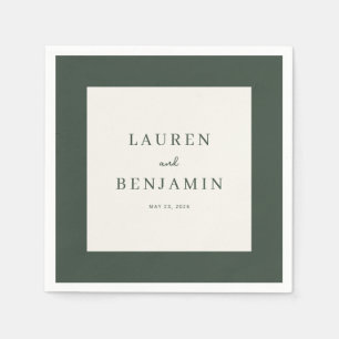 Sophisticated Green Minimalist Names Napkin