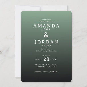 Sophisticated Green Minimalist Wedding Invitation
