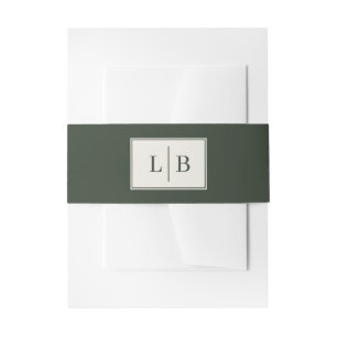 Sophisticated Green Serif Wedding Invitation Belly Band