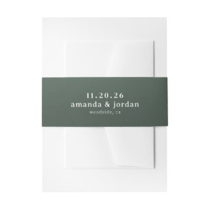 Sophisticated Green Typographic Invitation Belly Band