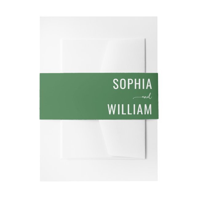 Sophisticated Green Typographic Invitation Belly Band (Front Example)