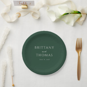 Sophisticated Green Typographic Paper Plate