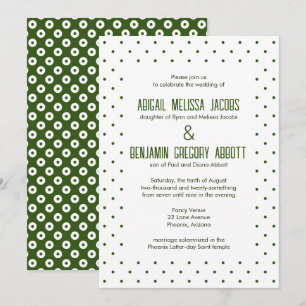 Sophisticated Green & White Polka-Dot Reception Invitation