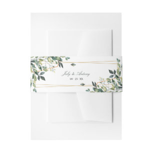 Sophisticated Greenery Printed Gold Bundling Invitation Belly Band