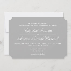 Sophisticated Grey and White Lace Script Invitation