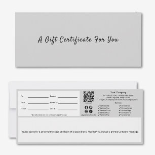 Sophisticated Grey Black Script Gift Certificate
