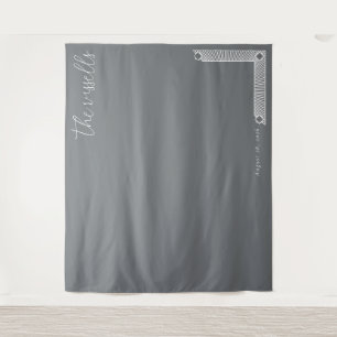Sophisticated Grey Geometric Border Tapestry