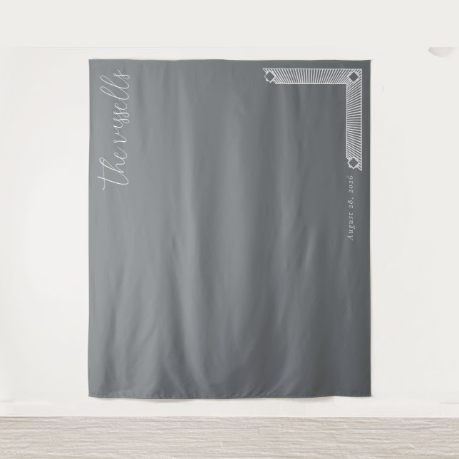 Sophisticated Grey Geometric Border Tapestry (Front)