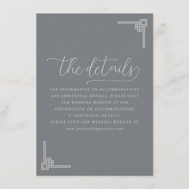 Sophisticated Grey Geometric Details Enclosure Card (Front)