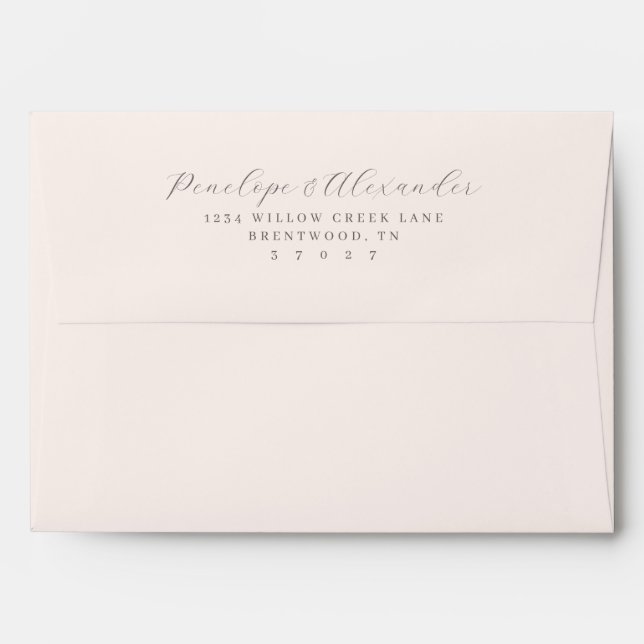 Sophisticated Grey Minimalist Calligraphy Envelope (Back (Top Flap))
