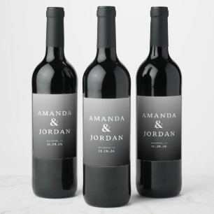 Sophisticated Grey Minimalist Names Wine Label