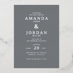 Sophisticated Grey Minimalist Wedding Invitation