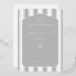Sophisticated Grey Striped Wedding Invitation