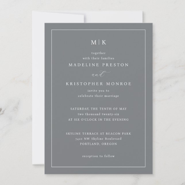 Sophisticated Grey Typographic Elegancy Invitation (Front)