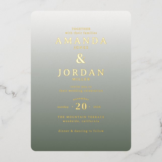 Sophisticated Grey Wedding Invitation (Front)