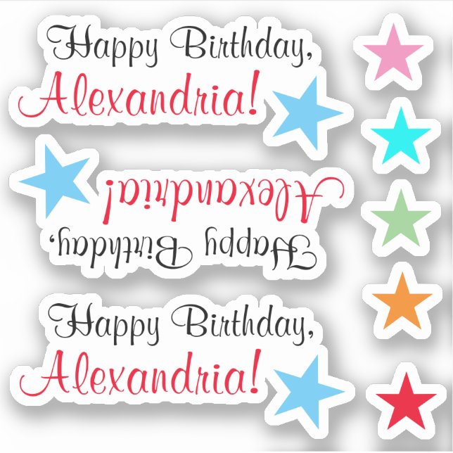 Sophisticated "Happy Birthday" w/ Star Shape (Front)