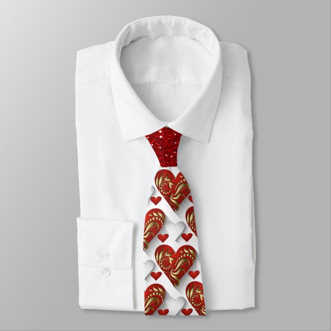 Sophisticated Hearts Tie One On Tie (Tied)
