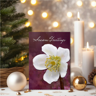 Sophisticated High-Poly Winter Rose Art Seasons  Card