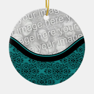 Sophisticated Holiday Damask Circle Ornament