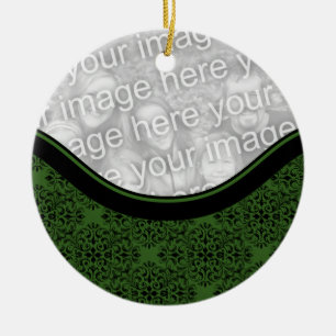 Sophisticated Holiday Damask Circle Ornament