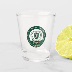 Sophisticated Hunter Green Wedding Party Favor Shot Glass