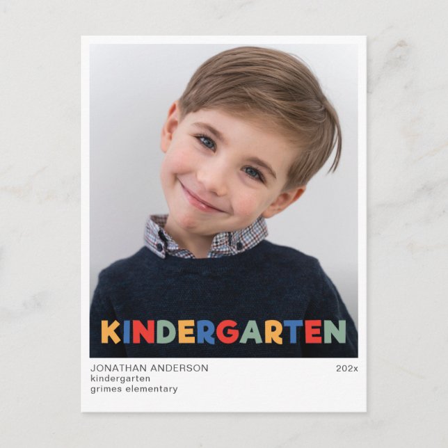 Sophisticated Kindergarten Graduation Announcement Postcard (Front)