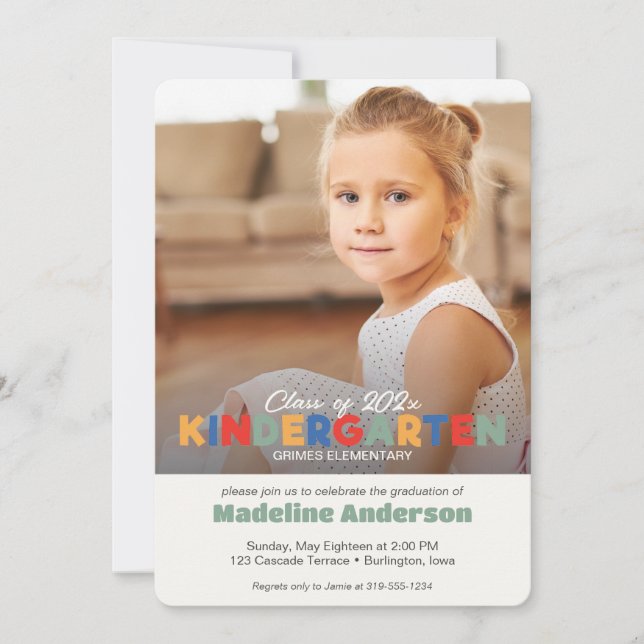 Sophisticated Kindergarten Graduation Invitation (Front)