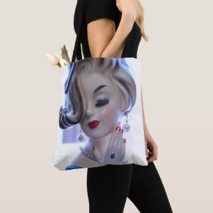 Sophisticated Lady Flipped Hair Hand Head Vase Tote Bag