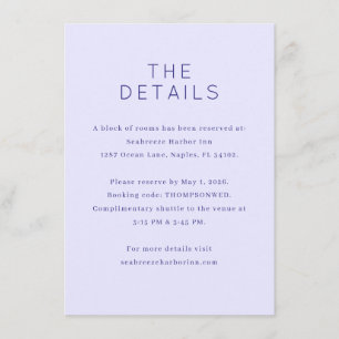 Sophisticated Lavender Minimalist Wedding Details  Enclosure Card
