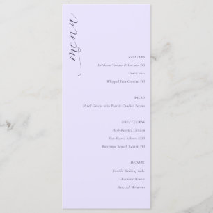 Sophisticated Lavender Minimalist Wedding Menu