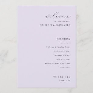 Sophisticated Lavender Wedding Ceremony Schedule Programme