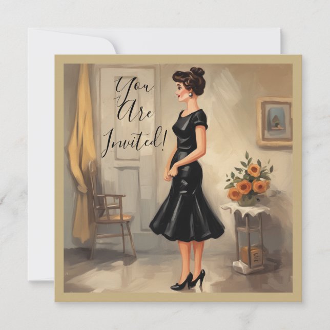 Sophisticated LBD Card: Timeless Expressions Invitation (Front)