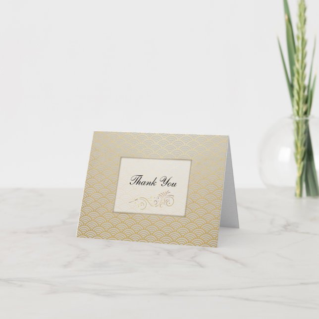 Sophisticated Luxurious Gold Wedding Thank You Card (Front)