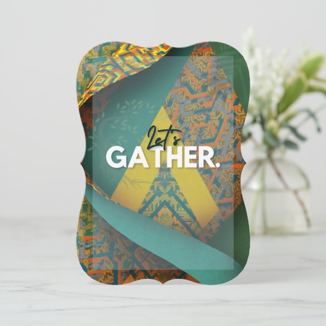 Sophisticated Luxury African Asian Caribbean Invitation (Standing Front)