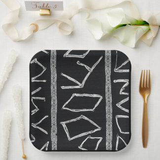 Sophisticated Luxury African Caribbean Mudcloth Paper Plate